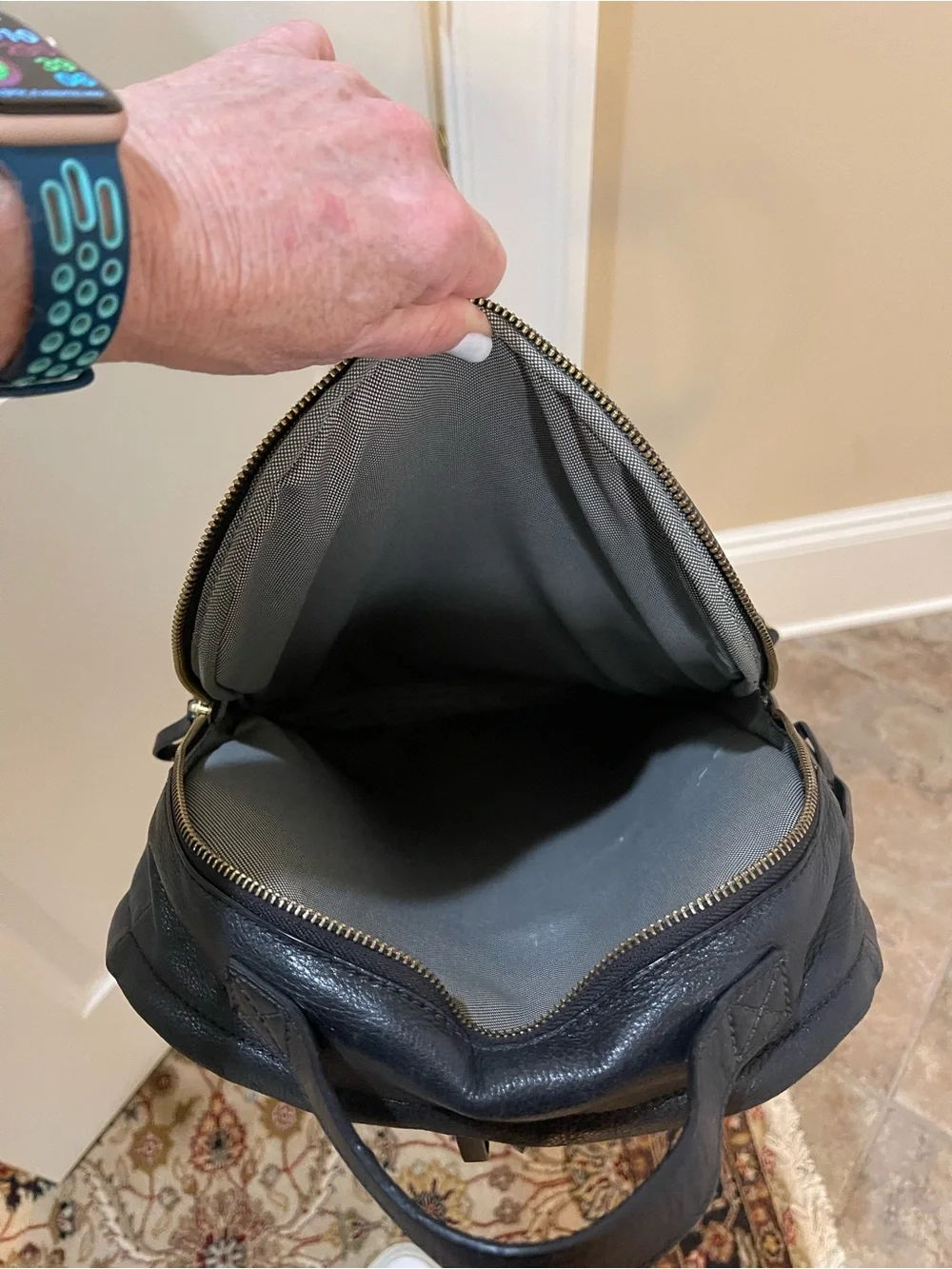 Fossil Black Leather Tess Laptop Backpack